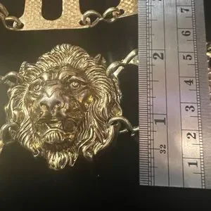 Accessories | Vintage Lion Head Head Gold Tone Metal Linked 